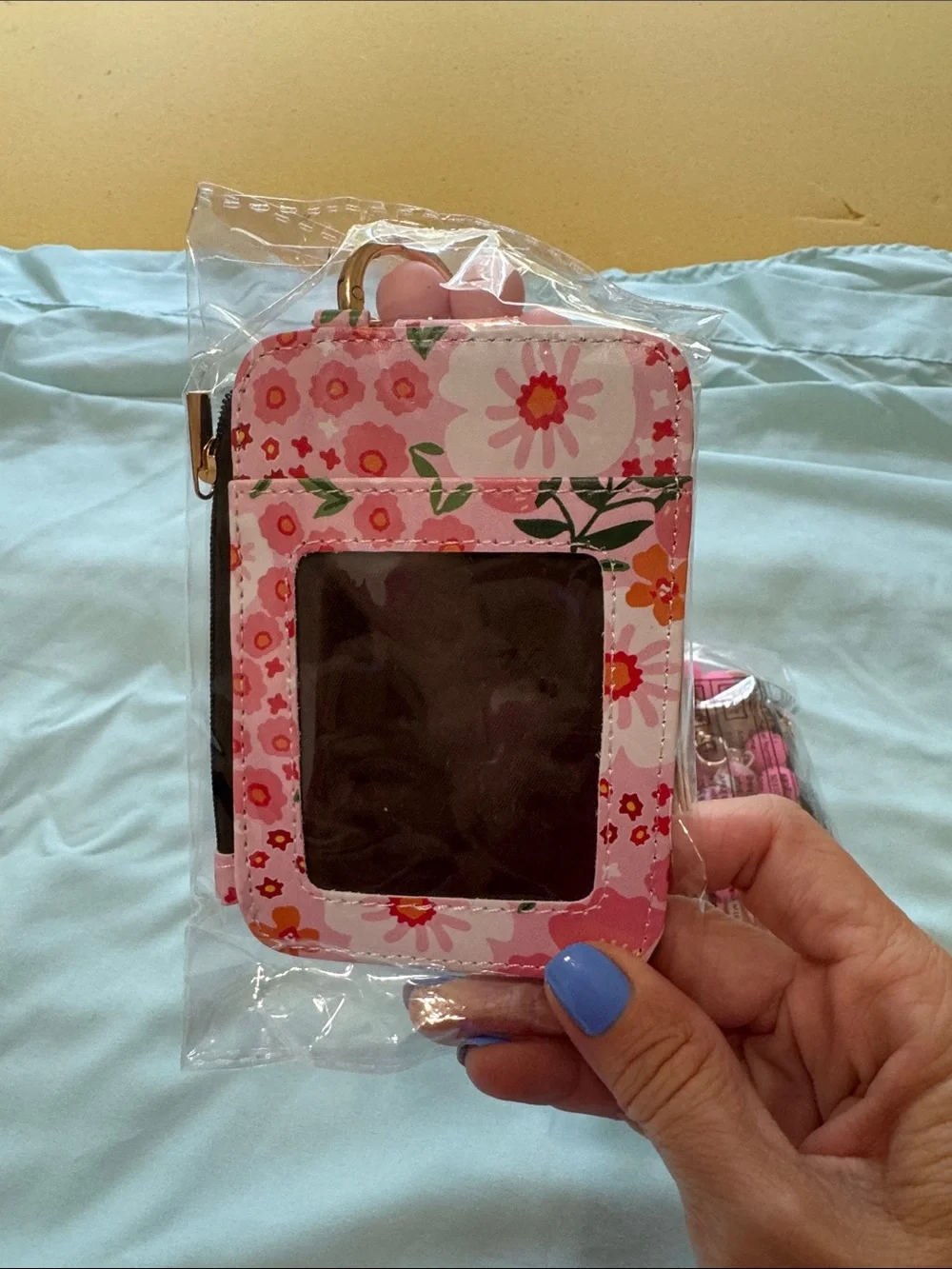 Floral Kids Wristlet Keychain Card Holder - Pink, Orange, Blue